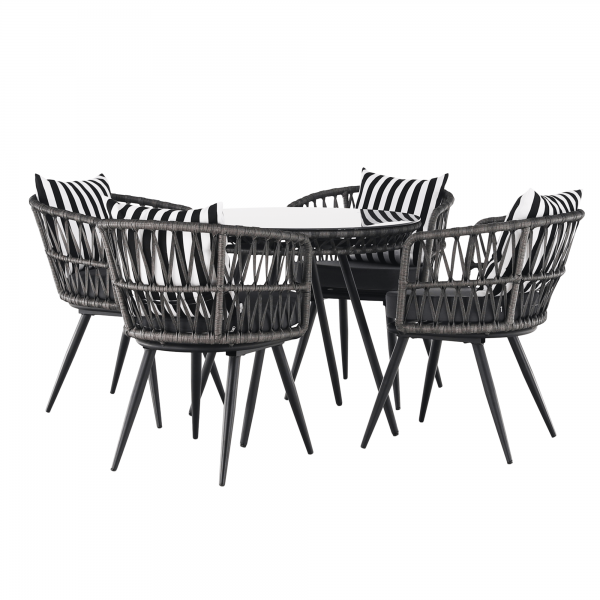Kvalitné záhradné sedenie  | Materiál stolík: umelý ratan/kov/tvrdené sklo